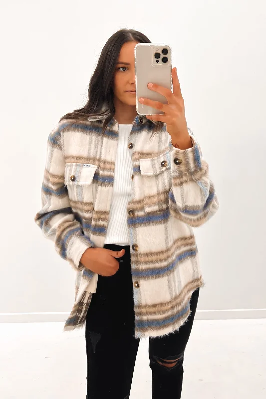 Bargain Prices Day Trip Shacket Blue Sands Check