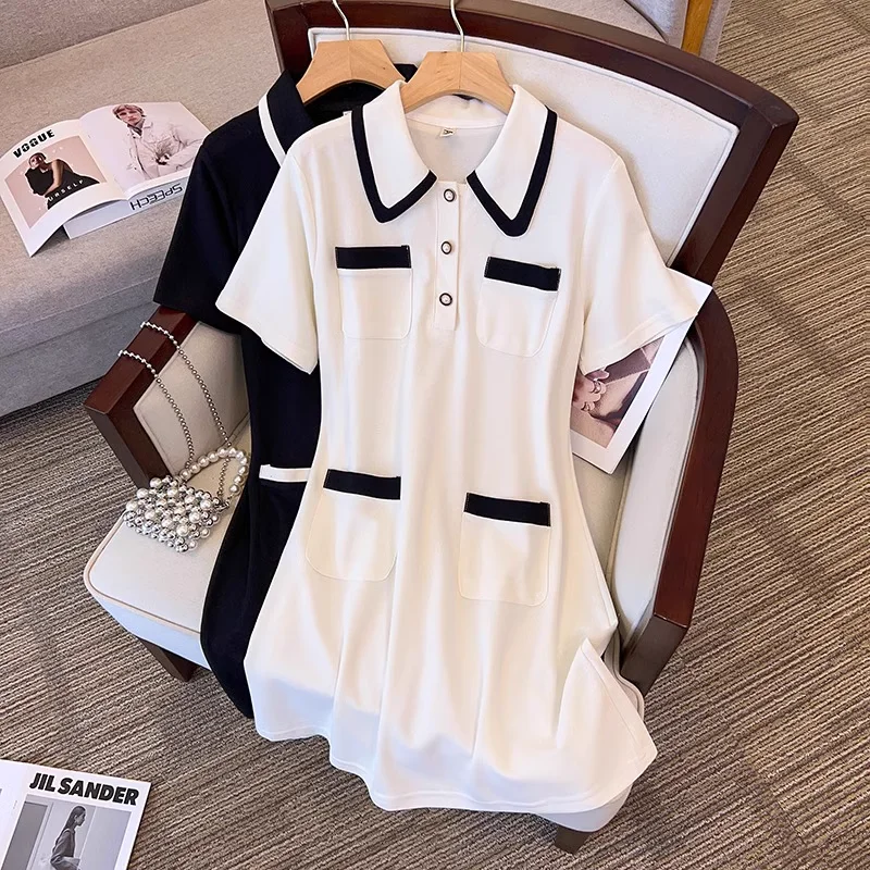 Doorbuster Deal Plus Size Monochrome Chanelesque Shirt Dress