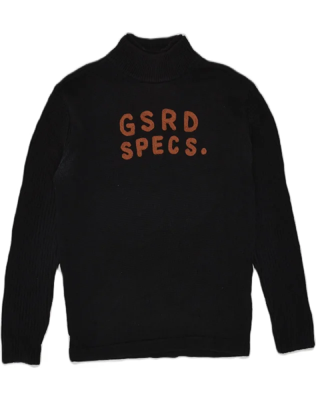 Limited Quantity G-STAR Womens Graphic Turtle Neck Jumper Sweater UK 16 Large Black Cotton