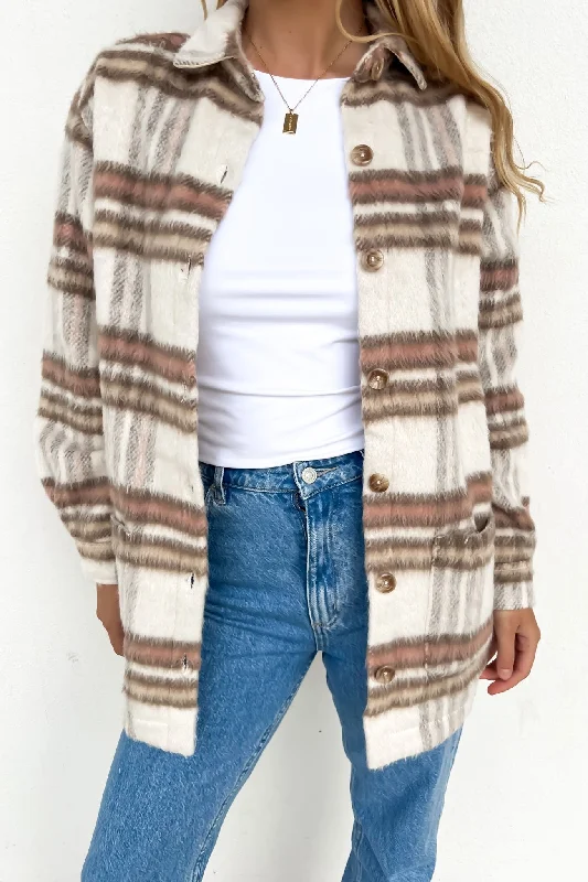 Special Savings Long Check Shacket Latte