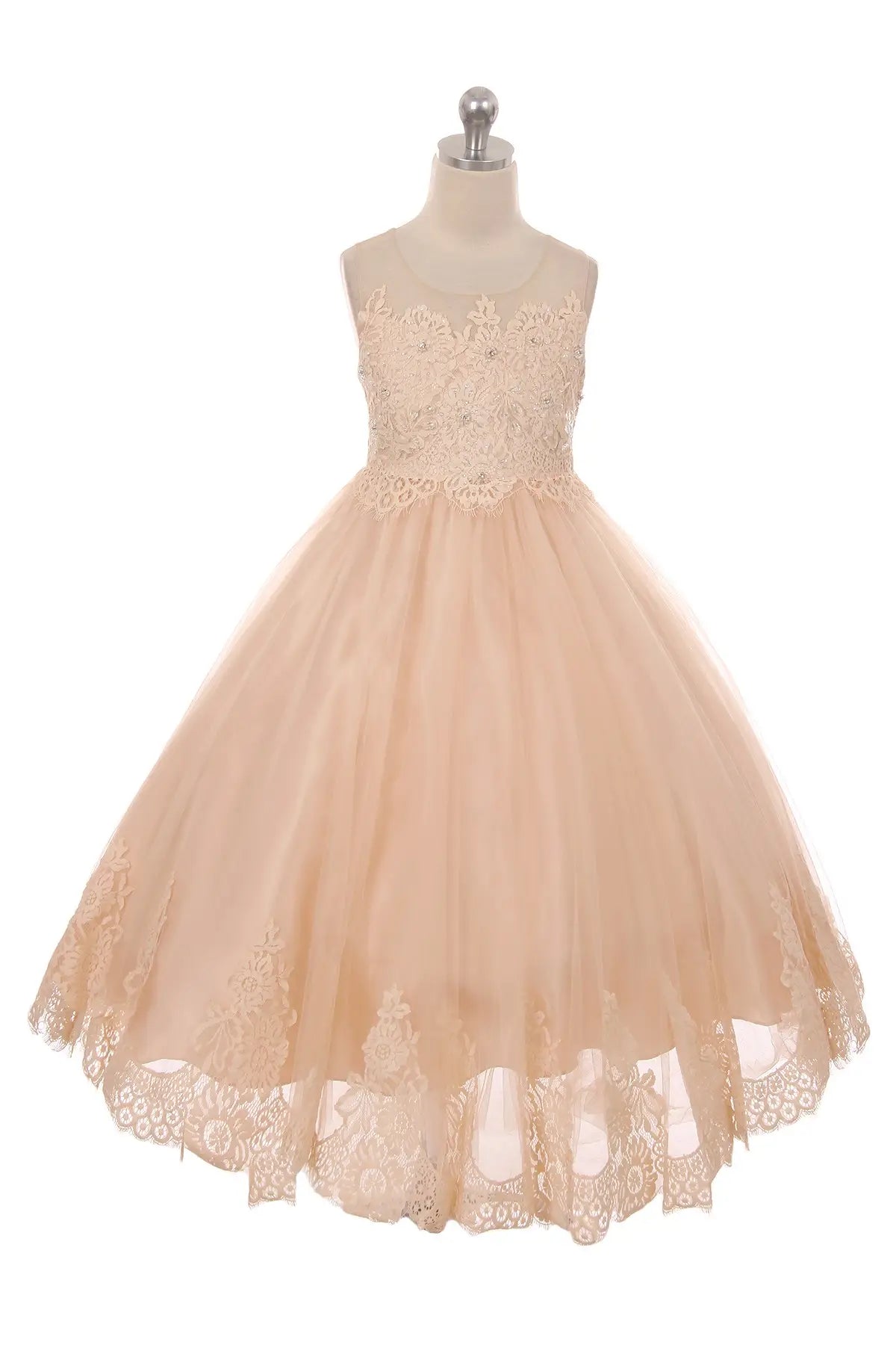 Instant Discount Lace Applique Illusion Bateau Dress