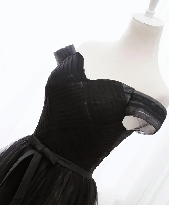 Bonus Savings Black Tulle Long Prom Dress, Black Evening Gdress