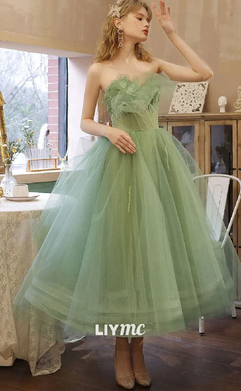 Special Savings LP1889 - Green Sweetheart Neck Tea Length Tulle Prom Dresses, Short Green Sweet 16 Special Savings LP1889 - Green Sweetheart Neck Tea Length Tulle Prom Dresses, Short Green Sweet 16