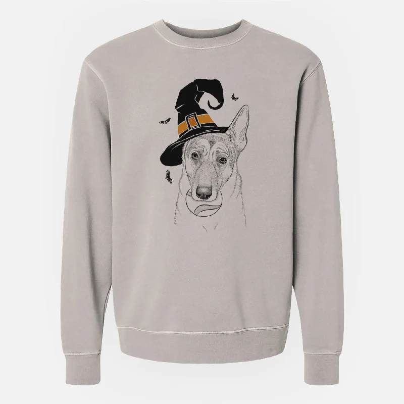 Witch Greta the German Shepherd - Unisex Pigment Dyed Crew Sweatshirt