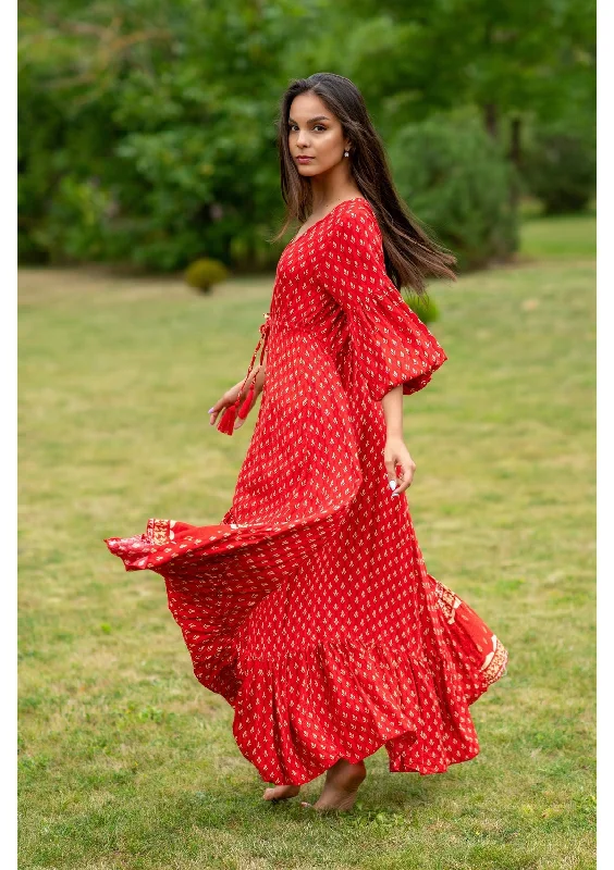 Francesca Lotus Red Dress