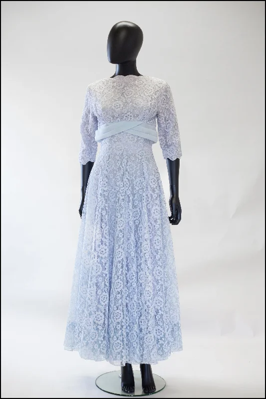 Vintage 1950s Blue Lace Gown