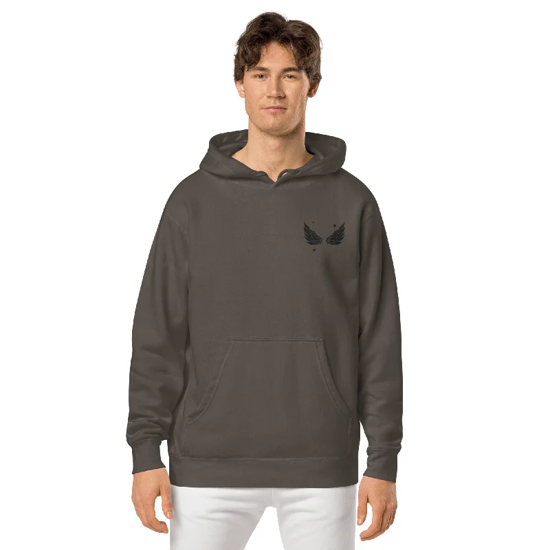 Doorbuster Deal Black Angel Wing Design Unisex Pigment-Dyed Hoodie, lioness-love