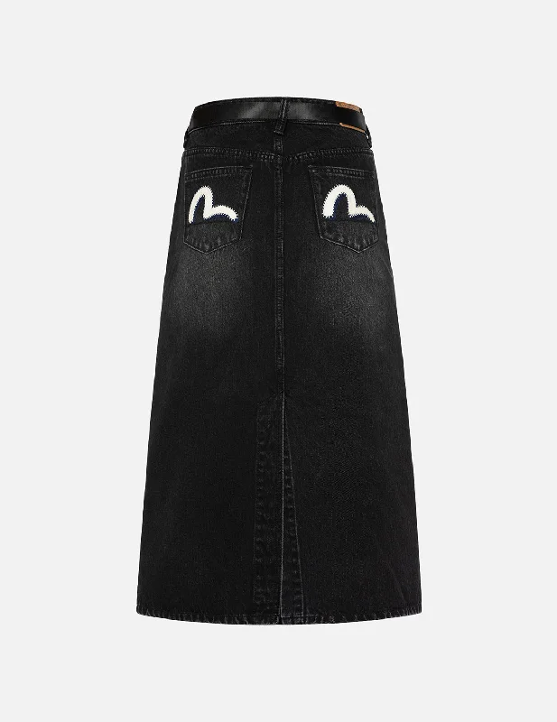 Daily Deals Seagull Appliqué Fashion Fit Denim Skirt