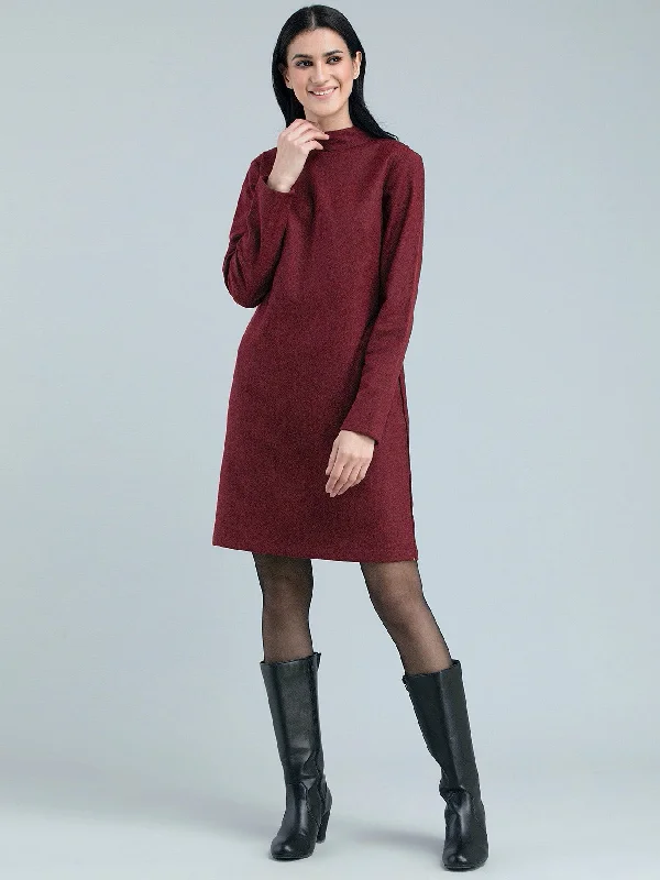 Low Prices Tweed Collared Shift Dress - Red