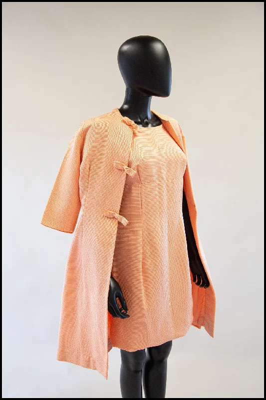 Deal of the Day Vintage 1960s Peach Mini Dress and Coat Suit
