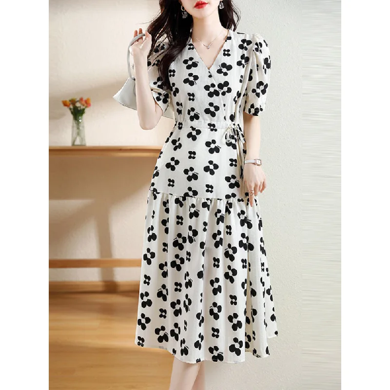 Buy Now Plus Size White Floral Wrap Midi Dress