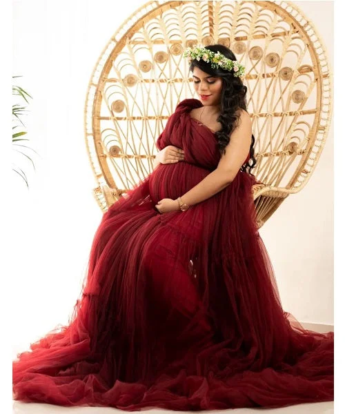 Warehouse Sale G722, Dark Red Wine Evening Gown, Size (All)pp