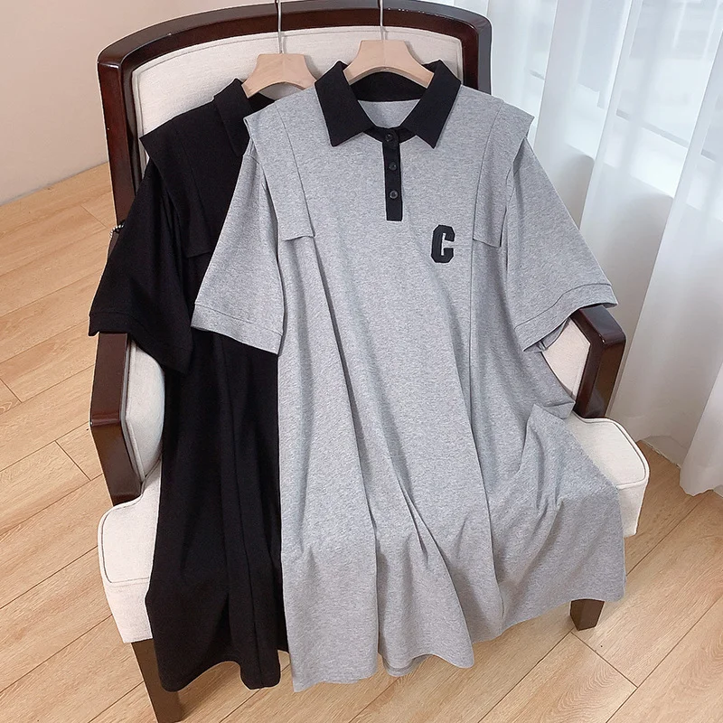 Online Only Plus Size C Polo T Shirt Dress (EXTRA BIG SIZE)