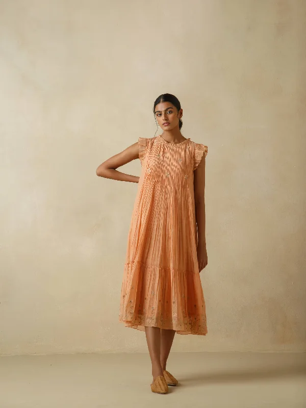 Price Reduction Tangerine Flutter Sleeves Dress