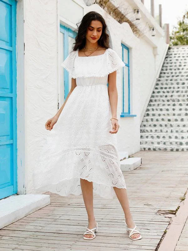 Closeout White Lace Off Shoulder Maxi Dress