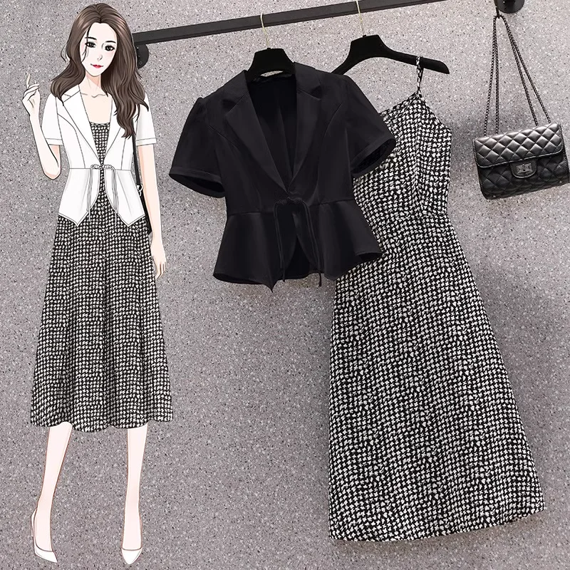 Clearance Sale Plus Size Blazer And Cami Dress Set