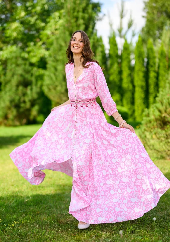 Factory Direct Sale Isabella Wit Flowers Pink Dress