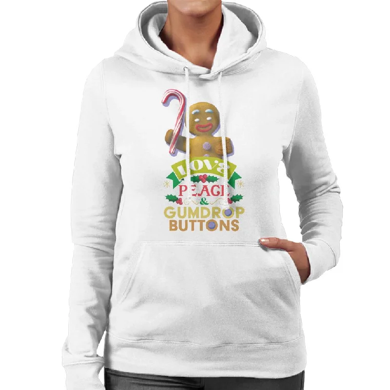 Overstock Sale Shrek Christmas Gingerbread Man Love Peace Gumdrop Buttons Women's Hooded Sweatshirt Overstock Sale Shrek Christmas Gingerbread Man Love Peace Gumdrop Buttons Women's Hooded Sweatshirt