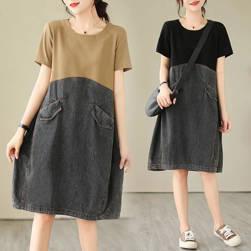 Buy More, Save More Plus Size Denim Layer T Shirt Dress