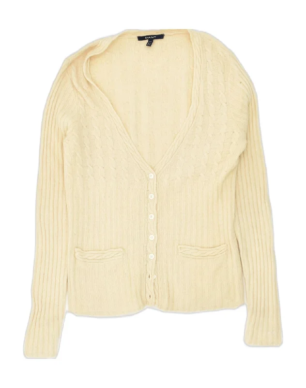 GANT Womens Cardigan Sweater UK 14 Large Beige Wool