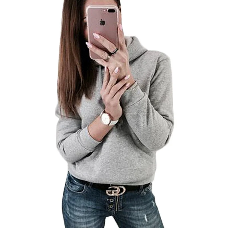 Discount Mania Winter Hoodies Women Long Sleeve Solid