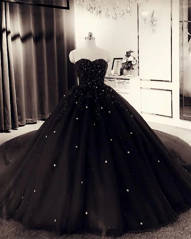 Last Chance Black Quinceanera Ball Gown Dresses, Prom Dresses