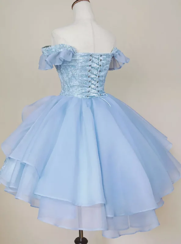 Early Bird Discount A Line Short Pink Blue Homecoming Dress