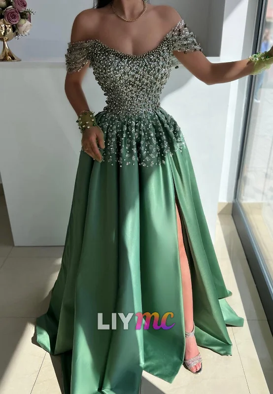Sale Event LP2279 - Off-Shoulder Strapless Beaded Appliques Pleated A-Line Prom Dress Sale Event LP2279 - Off-Shoulder Strapless Beaded Appliques Pleated A-Line Prom Dress