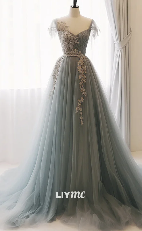 Major Savings LP1921 - A-Line Sweetheart Neck Tulle Lace Gray Blue Long Prom Dress, Gray Blue Formal Dress Major Savings LP1921 - A-Line Sweetheart Neck Tulle Lace Gray Blue Long Prom Dress, Gray Blue Formal Dress