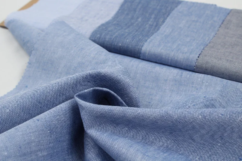 Deep Discounts Slub Cotton Linen Fabric for Summer - Blue - 4 Variants