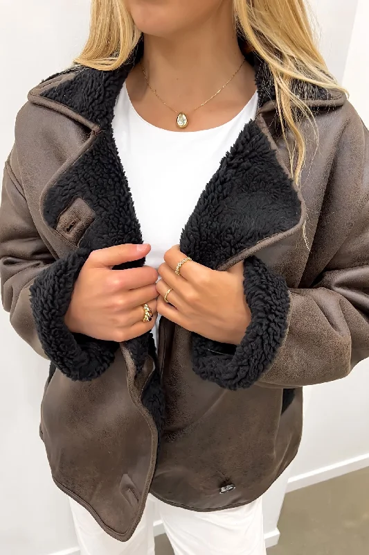 One-DAY Sale Shannon Sherpa Jacket Brown
