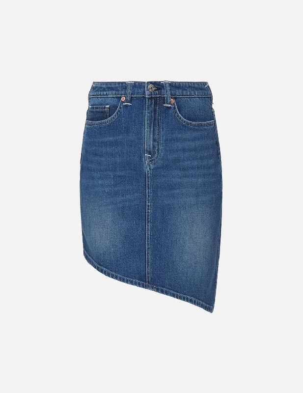 Savings Spectacular Asymmetric Cut Denim Skirt