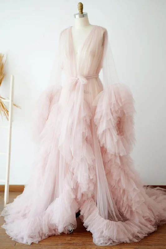 Markdown Madness Custom See-through Ruffled Maternity Photoshoot Gown
