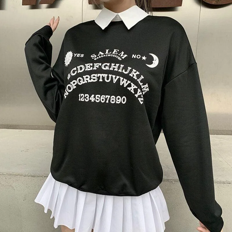 Factory Direct Sale Dark Academia Letter Print Sweatshirt