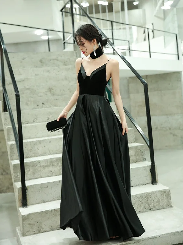 Act Now Amazing Evening Dress A-Line V-Neck Velour Floor-Length Spaghetti Straps evening dress