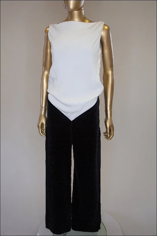 Vintage 1960s Black and Ivory Velvet Jumpsuit