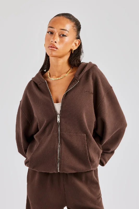 Lowest Price Womens Zip Through Hoodie - Chocolate