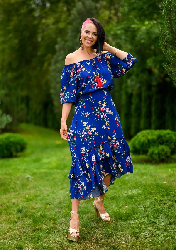 Flaminga Mix Flowers Blue Dress