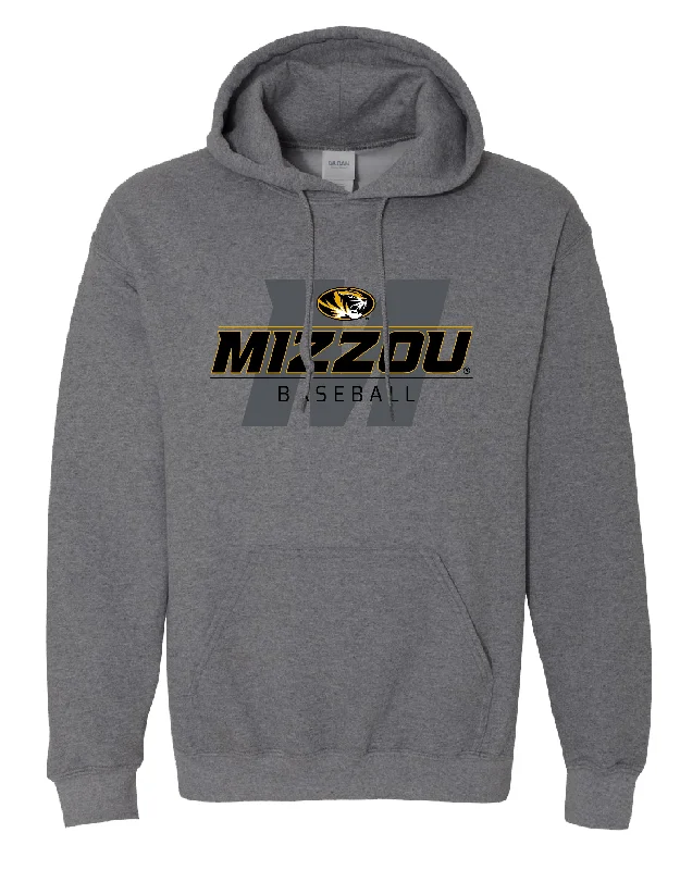 Mizzou Tigers 2024 Baseball Block M Oval Tiger Head Grey Hoodie