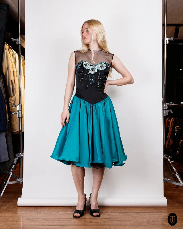 Inventory Reduction 1980s Embellished Silk Dress S