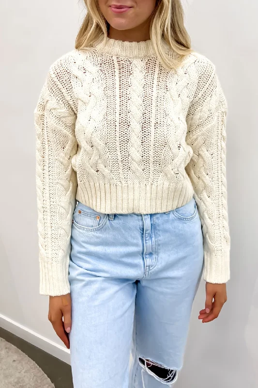 Overstock Erika Cable Knit Vintage White