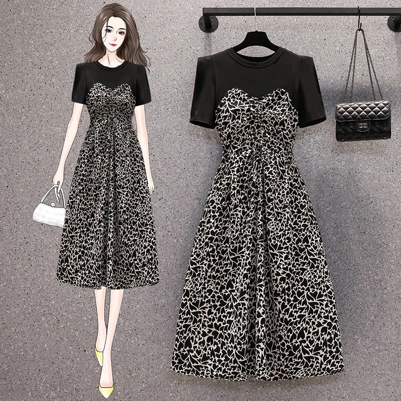 Best Seller Plus Size Korean Hearts Print Midi Dress