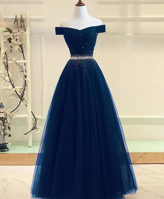 YEAR-End Sale Burgundy Tulle Off Shoulder Long Prom Dress, Burgundy Evening Dress