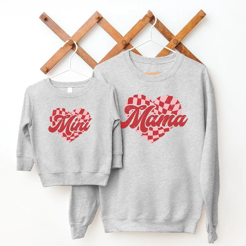 Mama & Mini Checkered Heart Matching Sweatshirts