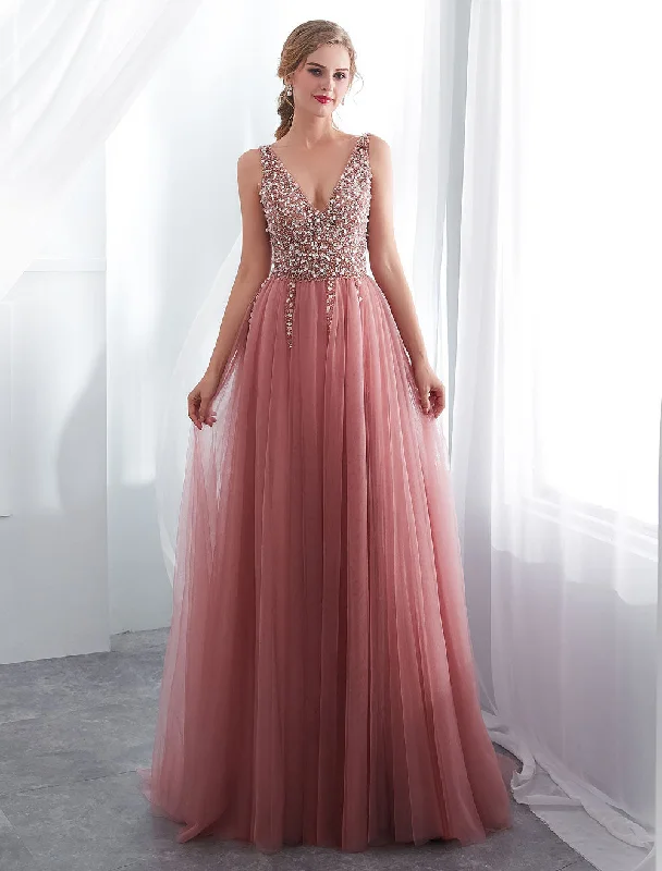 Savings Spectacular Modern Evening Dresses Cameo Pinkv Neck Beading A Line Formal Evening Dress With Train Savings Spectacular Modern Evening Dresses Cameo Pinkv Neck Beading A Line Formal Evening Dress With Train