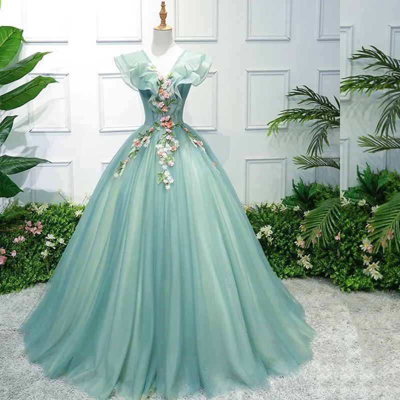 Weekend Flash Sale Floral Embroidered Prom Dress