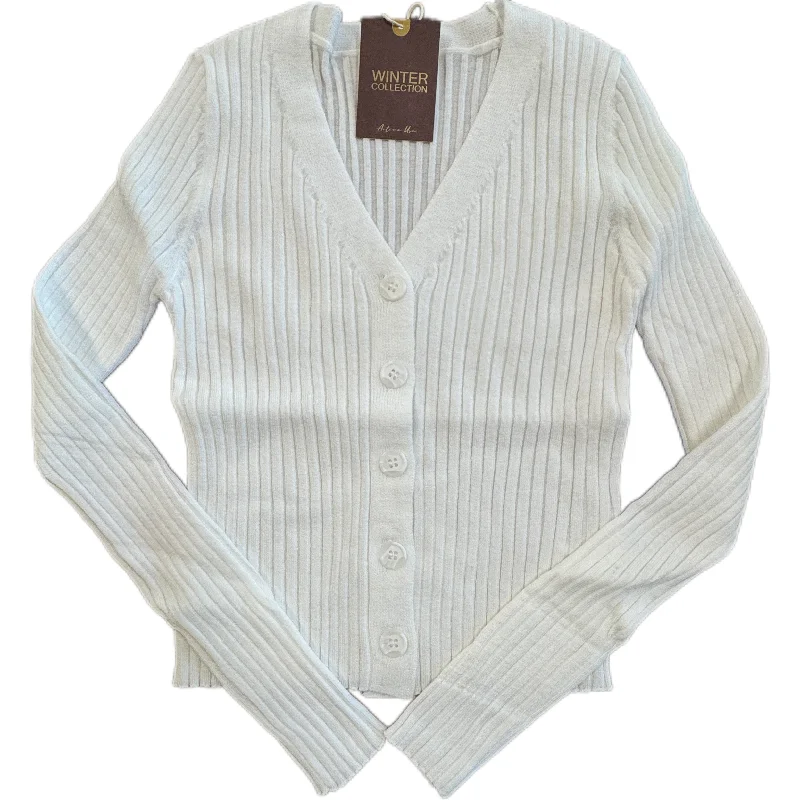 Low Prices White Fitted Sweater Cardigan