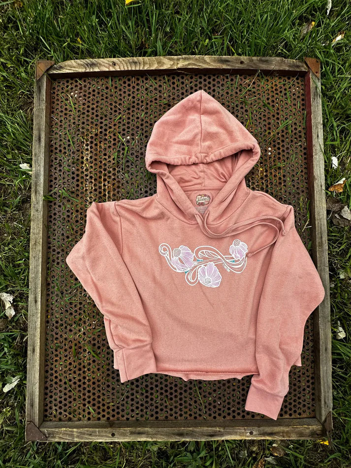 Great Deals The Rodeo Rose Coneflower crop hooded sweatshirt-soft pink
