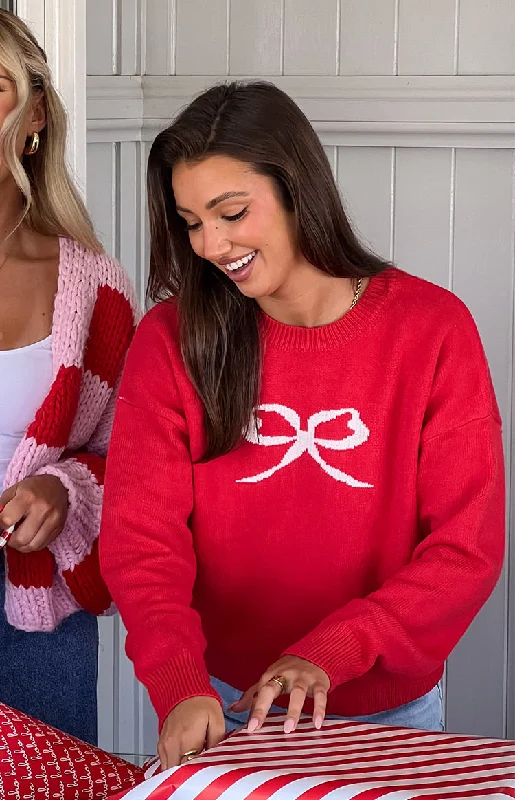 Sale Event Zami Red Bow Sweater