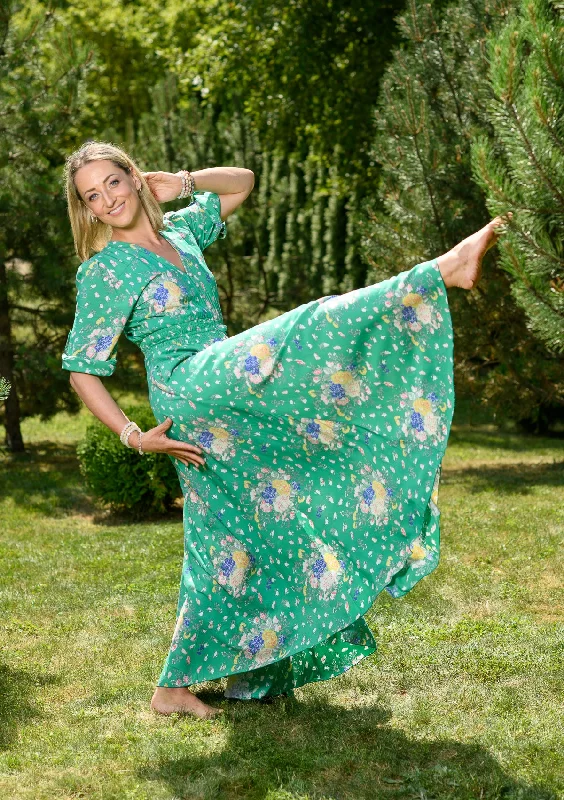 Isabella Green Flowers Garden Dress